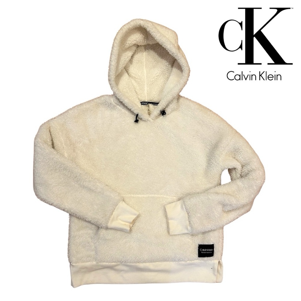 Calvin Klein White Fuzzy Hoodie
